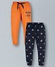 Plum Tree Pack Of 2 Sharks & New York Text Printed Joggers - Navy Blue & Orange