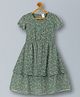 Plum Tree Half Sleeves Floral Printed Chiffon   Dress - Green