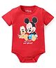 Babyhug Disney Interlock Knit Half Sleeves Onesies with Mickey Mouse Graphics - Red