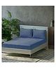 Trance Home Linen Premium Plain Pure Cotton Double King Fitted Bedsheet with 2 Pillow Cover 78 x 72 Inch- Mediterranean Blue