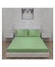 Trance Home Linen Premium Breathable Pure Cotton Double Queen Fitted Bedsheet with 2 Pillow Cover 78 x 60 Inch- Olive