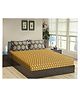 Trance Home Linen Soft Pure Cotton Double King Flat Bedsheet with 2 Pillow Cover-  Dori & Damask Wrm Grey Mustard