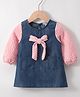Kookie Kids Full Sleeves Winter Frock With Bow Applique - Blue