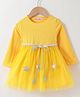 Kookie Kids Full Sleeves Textured Solid  Frock with Star Applique - Yellow