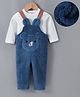 Kookie Kids Full Sleeves Dungaree with Teddy Embroidery - Blue