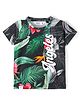 Ruff Half Sleeves T-Shirt Tropical Theme Print - Black