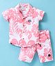 Ruff Poplin Woven Half Sleeves Shirt and Shorts Set Floral Print - Pink
