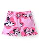 Babyoye Disney Interlock Cotton Above Knee Length Minnie Mouse Printed Shorts with Frills & Bow Detailing - Pink