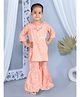 Junitos Three Forth Sleeves Zig Zag Printed & Gota Lace Embellished Kurta With Coordinatings Sharara Set - Orange