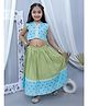 Junitos Sleeveless Floral Printed & Gota Lace Embellished Coordinating Lehenga Choli - Sky Blue & Green
