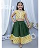 Junitos Sleeveless Floral Printed & Gota Lace Embellished Coordinating Lehenga Choli - Green & Yellow