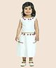Junitos Sleeveless Gota Lace Embellished Dress - White