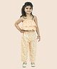 Junitos Cotton Sleevless Abstract Printed Coordinating Crop Top With Pant Set - Orange