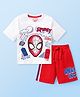 Babyhug Marvel Single Jersey Knit Half Sleeves T-Shirt & Shorts Set with Spiderman Graphic - Red & White