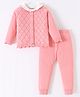 Kookie Kids Knit Full Sleeves Sweater Set with Cable Knit Design - Pink
