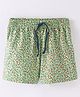 Evimo Single Jersey Knit Above Knee Length Shorts  Floral Print - Green