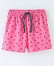 Evimo Single Jersey Knit Above Knee Length Shorts  Floral Print - Pink