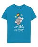 Zeezeezoo Fathers Day Theme Half Sleeves My Daddy My Hero Baby Elephant Printed T-Shirt - Blue