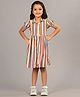 Zion Half Sleeves Striped Dress - Multi Colour