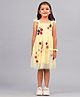 Zion Mesh Cap Sleeves Floral Applique Dress - Yellow
