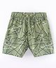Evimo Single Jersey Above Knee Length Shorts Geometric Print - Mehandi Green