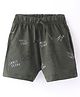 Evimo Single Jersey Knit Above Knee Length Shorts Video Game Print - Green