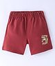 Evimo Single Jersey Above Knee Length Shorts Text Print - Burgundy