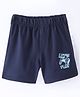 Evimo Single Jersey Above Knee Length Shorts Text Print - Navy Blue