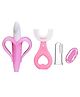 Joy Buzz Baby Banana Shape U Shape & Fingure Toothbrush Combo Pack Of 3 - Pink