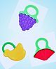 Joy Buzz Non-Toxic Food-Grade Silicone Baby Teether BPA-Free for Pain-Relief Easy Teething Watermelon Banana & Grapes Pack of 3 - Multicolor