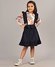 Zion Solid Dungaree With Full Sleeves Floral Printed Tee - Navy Blue