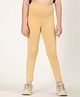 ZION Premium Cotton 4-Way Stretch Knitted Ankle-Length Solid Leggings Nude