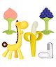 Kritiu Baby Silicone Teether & Toothbrush Combo Pack Of 5 Non Toxic BPA Free Teething Toys - Multicolor
