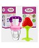 Kritiu Baby Silicone Fruit Teether & Fruit Feeder Combo - Red & Purple