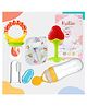 Kritiu Baby Fruit Feeder Pacifier Silicone Baby Food Dispensing Spoon 90 ml Fruit Teether Finger Brush & Baby Bib Combo - Multicolor