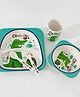 Bamboo Fiber Sectioned Feeding Set with Dino Print - Green