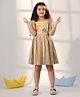 Vastramay Sleeveless Floral Printed Cotton Dress - Yellow