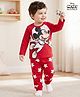 Babyhug Disney Single Jersey Knit  Full Sleeve Night Suit with Mickey Mouse Graphics - Red