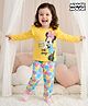 Babyhug Disney Single Jersey Knit Full Sleeves Night Suit with Frill Detailing & Minnie Mouse Graphics - Yellow