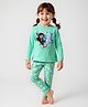 Babyhug Disney Cotton Knit Full Sleeves Night Suit With Floral Print & Disney Princess Graphics - Green