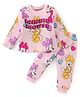 Babyhug Disney Single Jersey Knit Full Sleeves Night Suit with Minnie Mouse & Text  Graphics - Pink