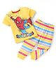 Babyhug Marvel Cotton Half Sleeves Night Suit With Spiderman Print - Multicolor