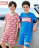 Honeyhap Marvel Cotton Knit Half Sleeves T-Shirt & Shorts Set With Text Print Pack Of 2 - Multicolor