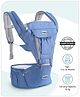 Babyhug Cherish 5-in-1 Hip Seat Baby Carrier:  Ergonomic design with padded straps, Breathable fabric, Foldable head support, storage pockets, and 5 carrying positions for babies up to 15 kg- Blue