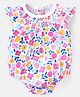 Babyhug 100% Cotton Knit Cap Sleeves Onesie with Floral Print - White