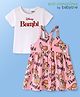 Babyoye Disney Cotton Knit Frock With Half Sleeves  Inner T-Shirt & Bambi Graphics - Pink & White