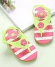 Babyoye Flip Flops Velcro Closure  Floral Print- Green