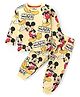 Babyhug Disney Cotton Knit Full Sleeves Night Suit With Mickey Mouse Graphics - Yellow