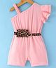 Kookie Kids Sleeveless Jumpsuit with Printed Belt -  Pink