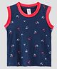 Pink Rabbit Single Jersey Sleeveless T-Shirt Palm Tree Print - Navy